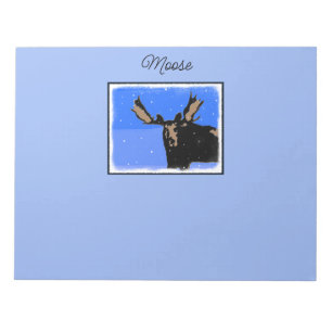 Moose in Winter - Original Wildlife Art Notepad