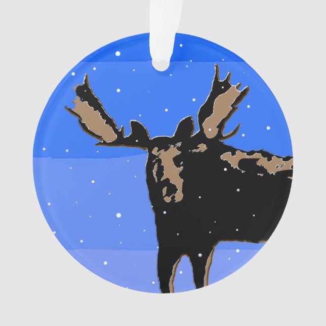 Moose in Winter  - Original Wildlife Art Ornament (Front)