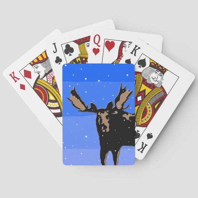 Moose in Winter  - Original Wildlife Art Playing Cards (Back)
