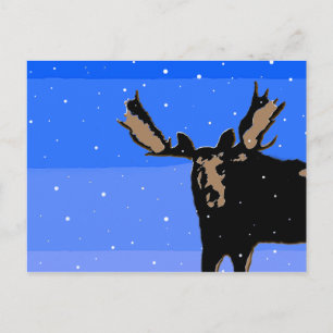Moose in Winter  - Original Wildlife Art Postcard