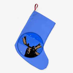 Moose in Winter  - Original Wildlife Art Small Christmas Stocking