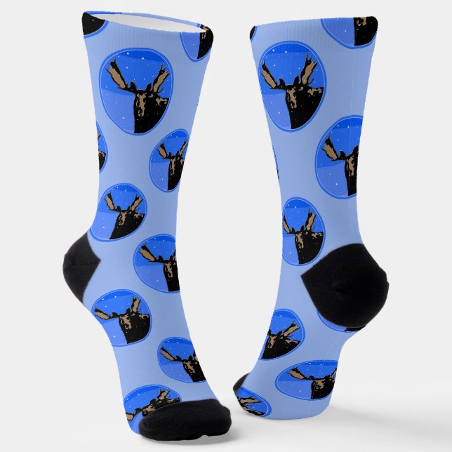 Moose in Winter  - Original Wildlife Art Socks (Angled)
