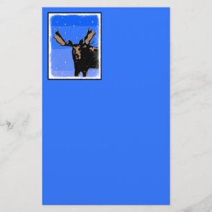 Moose in Winter - Original Wildlife Art Stationery