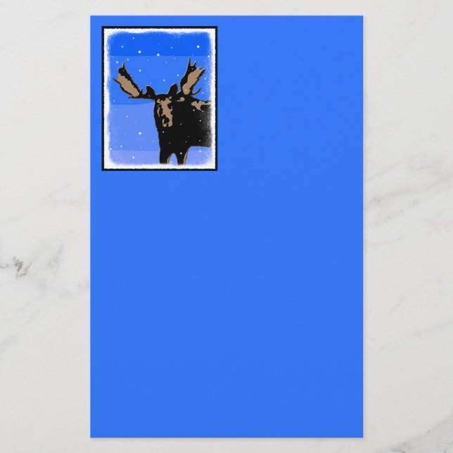 Moose in Winter  - Original Wildlife Art Stationery (Front)