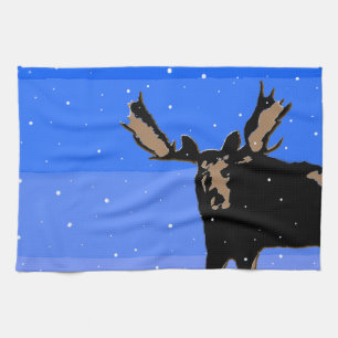 Moose in Winter - Original Wildlife Art Tea Towel