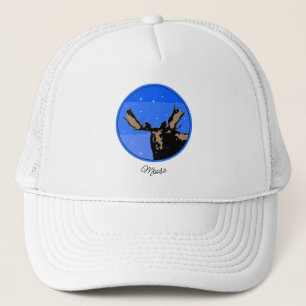 Moose in Winter  - Original Wildlife Art Trucker Hat