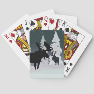 Moose in Winter Snow Playing Cards