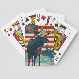 Moose Independence day 4th of july Playing Cards