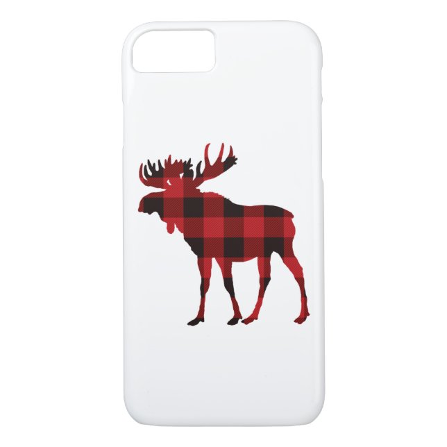 Moose iPhone Case Buffalo Plaid Christmas Moose (Back)