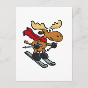 Moose is skating at winter   choose back colour postcard