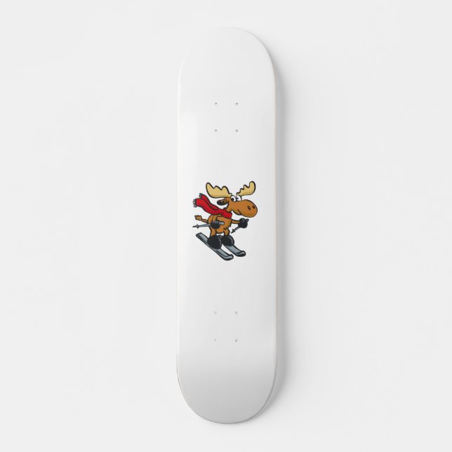 Moose is skating at winter | choose back colour skateboard (Front)