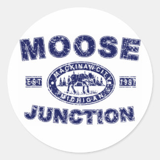 Moose-Junction-Distressed-[ Classic Round Sticker