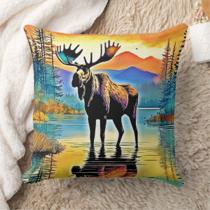Moose Lake Sunset Majesty Cushion