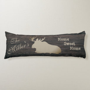 Moose Laying Standing Home Sweet Home Custom Name Body Cushion