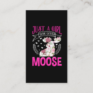 Moose lover Girl Cute Flower Animal Business Card