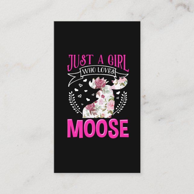 Moose lover Girl Cute Flower Animal Business Card (Front)
