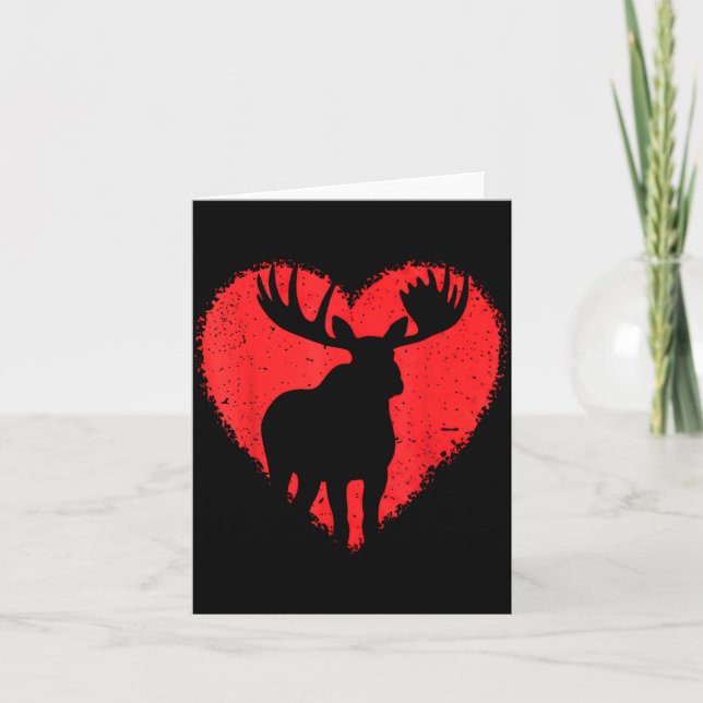 Moose Lover Valentines Day Cute Red Heart Wild Ani Card (Front)