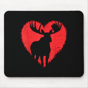 Moose Lover Valentines Day Cute Red Heart Wild Ani Mouse Mat