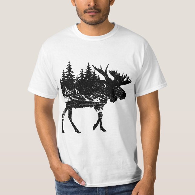 Moose Nature Alaska Hiking Fishing Camping Hunting T-Shirt (Front)