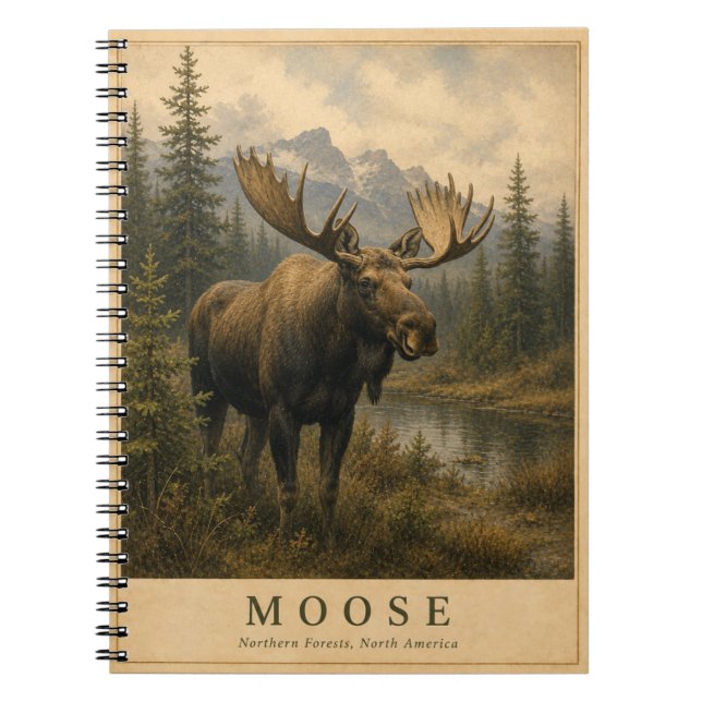 Moose Northern Forests VINTAGE Notebook (Front)