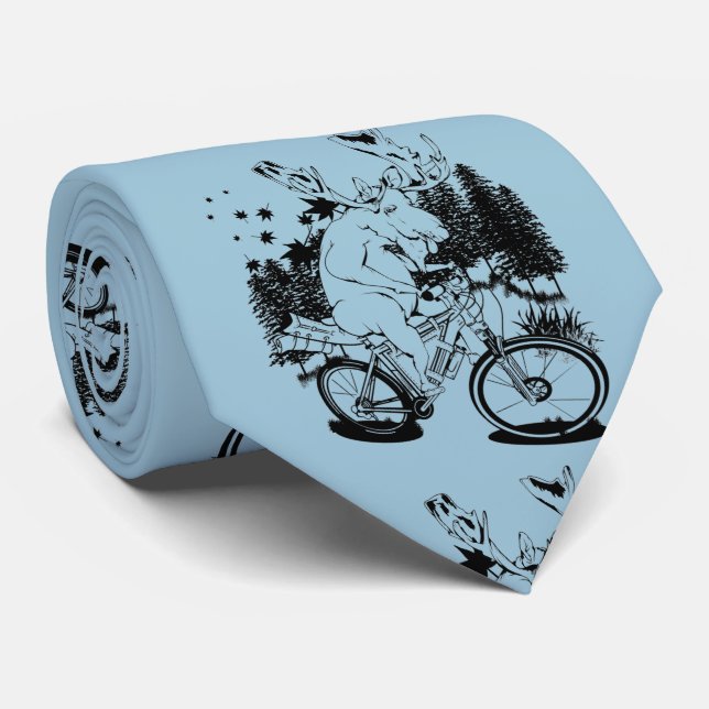 Moose on a bikepacking bike tie (Rolled)