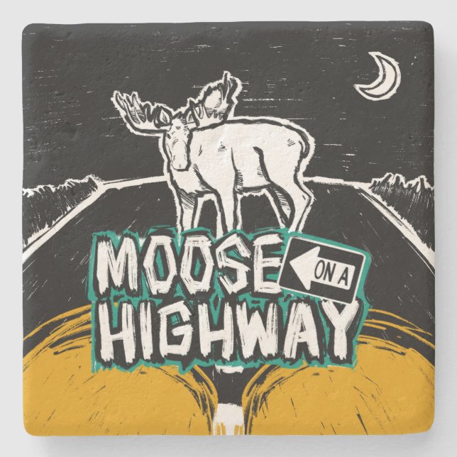 Moose on a Highway Coaster (Front)