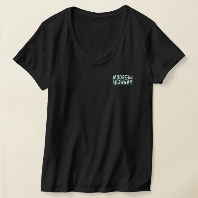 Moose on a Highway Women's Shirt (Black) (Laydown)