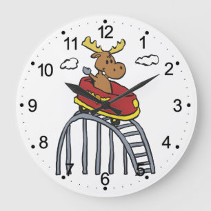 Moose on Roller Coaster   choose background colour Large Clock
