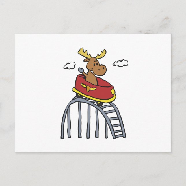 Moose on Roller Coaster | choose background colour Postcard (Front)
