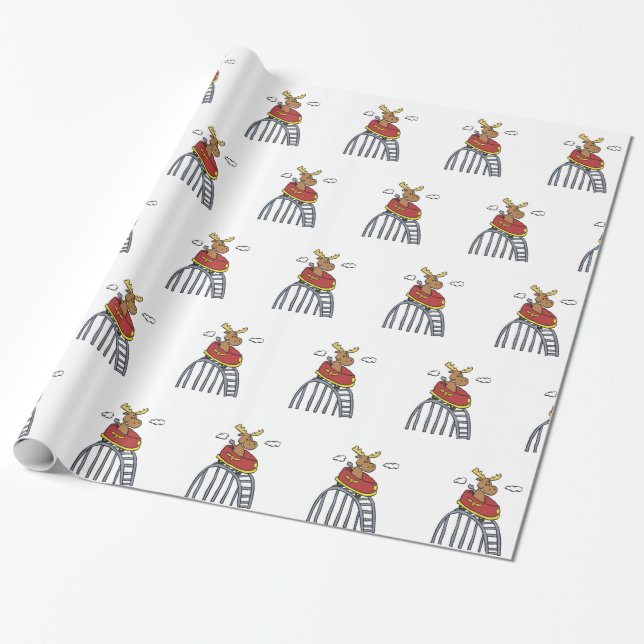 Moose on Roller Coaster | choose background colour Wrapping Paper (Unrolled)