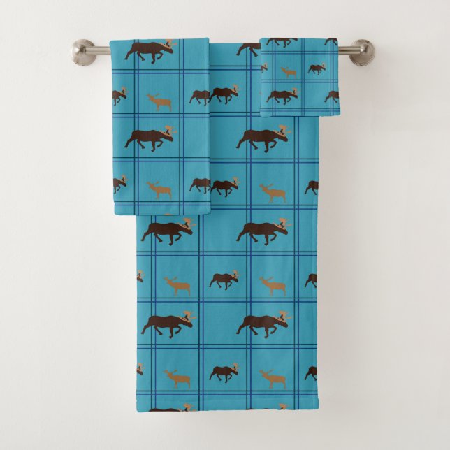 Moose On The Loose Bath Towel Set (Insitu)