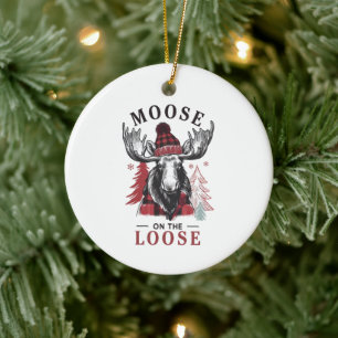 Moose On The Loose Ceramic Tree Decoration