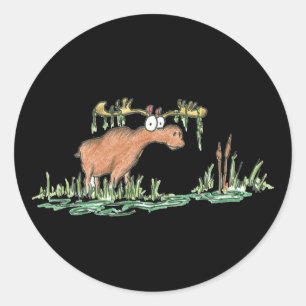 Moose on the loose classic round sticker