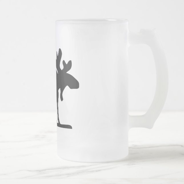Moose on the Loose Frosted Glass Beer Mug (Right)