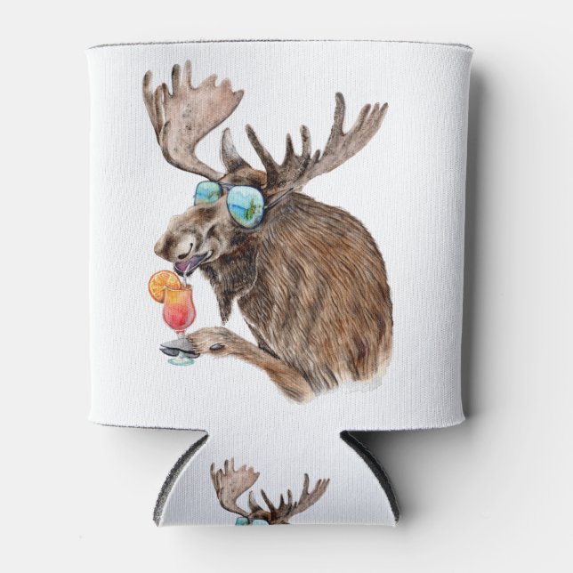 Moose on Vacation Can Cooler (Front)