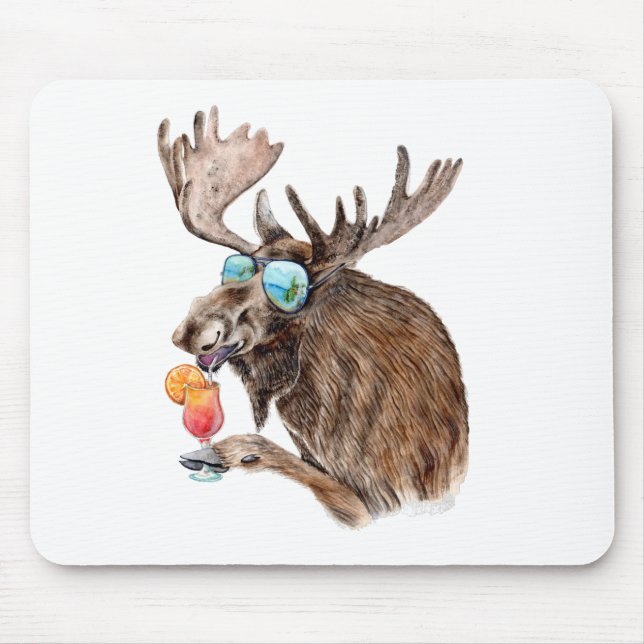 Moose on Vacation Mouse Mat (Front)