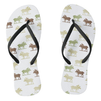 Moose Pattern Flip Flops