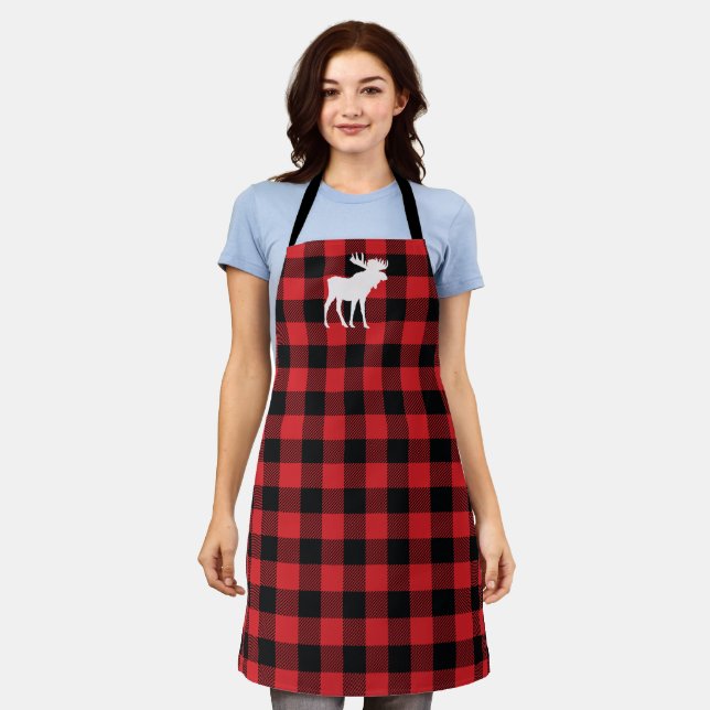 Moose Plaid Check Mountain  Apron (Worn)