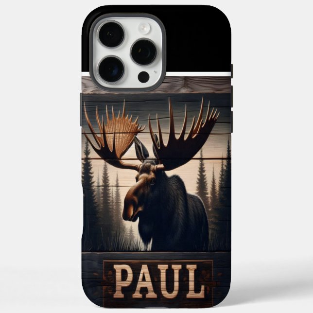 Moose Portrait On Wood Case-Mate iPhone Case (Back)