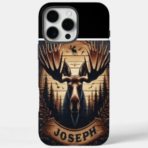 Moose Portrait With Name iPhone 16 Pro Max Case