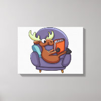 Moose reading a book on a sofa | choose back colou