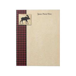 Moose Red Black Check Border Notepad