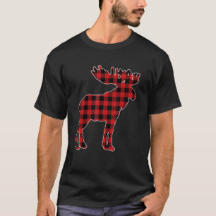Moose Red Buffalo Plaid Christmas Matching Pajama  T-Shirt