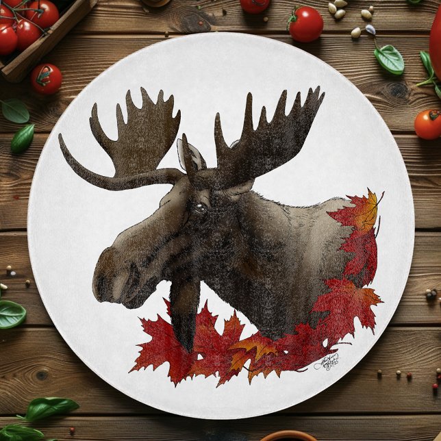 Moose Red Maple Leaves  Cutting Board (Creator Uploaded)