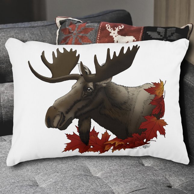 Moose Red Maple Leaves Decorative Cushion (Creator Uploaded)