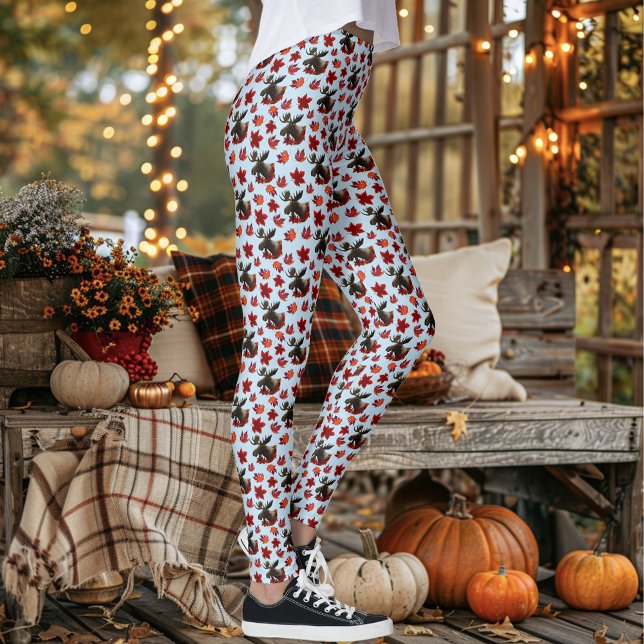 Moose Red Maple Leaves  Leggings (Creator Uploaded)