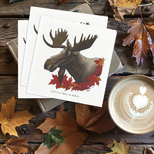 Moose Red Maple Leaves Napkin