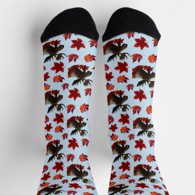 Moose Red Maple Leaves  Socks (Top)