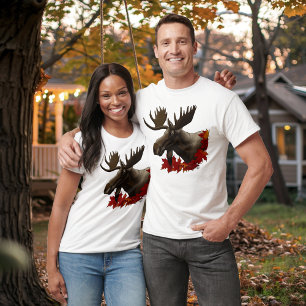 Moose Red Maple Leaves T-Shirt