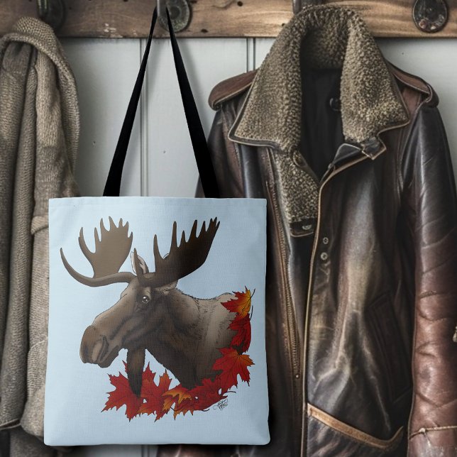 Moose Red Maple Leaves Tote Bag (Creator Uploaded)